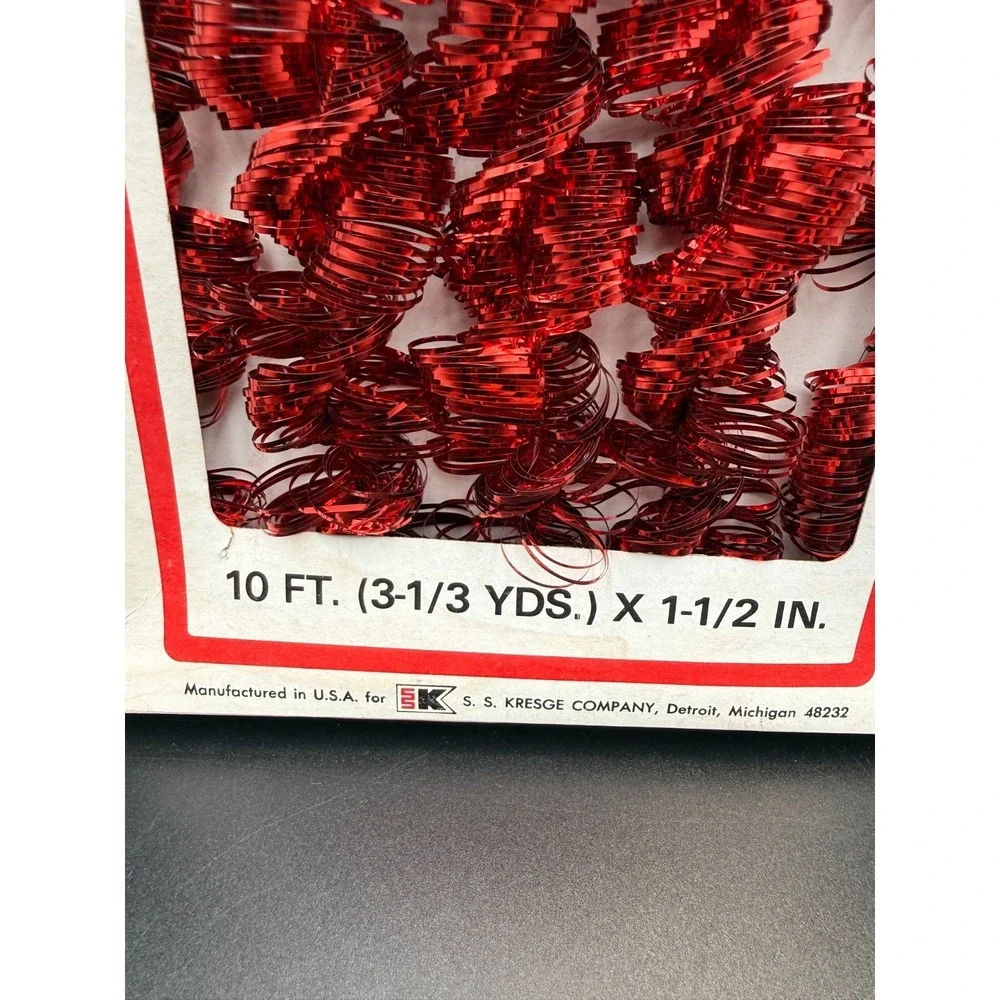 Kresge Rope Twist Metalized Red Christmas Garland NOS 60s Made In USA 10 FT